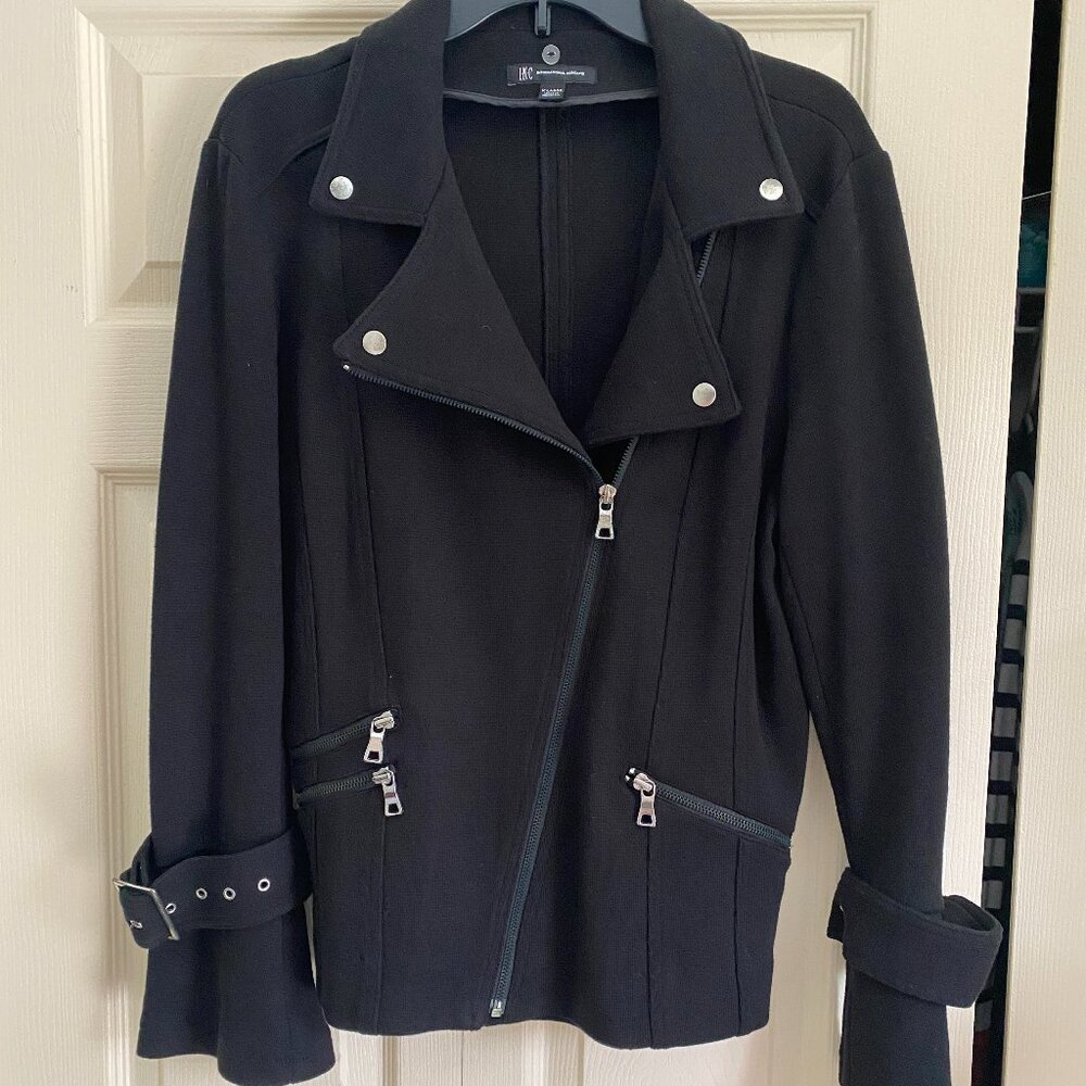 INC  Knit Moto Jacket Medium Black X-Large
